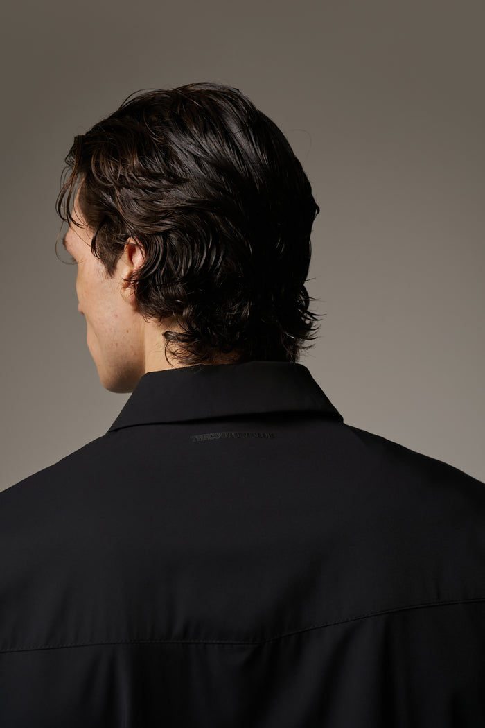 NYLON DRAWCORD SHIRT - BLACK