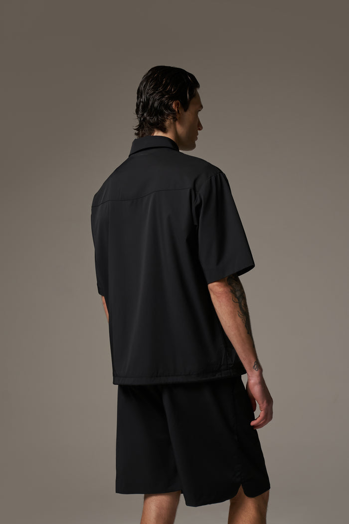 NYLON DRAWCORD SHIRT - BLACK