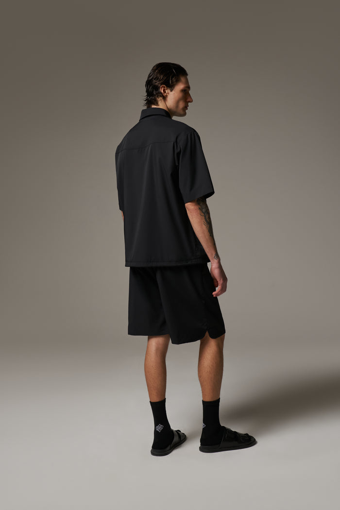 NYLON DRAWCORD SHIRT - BLACK