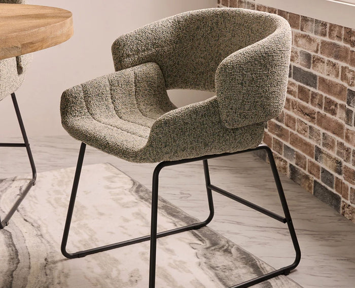 Optrion Wave Dining Chair – Modern Upholstered Dining Chair for Home & Café Textured Taupe