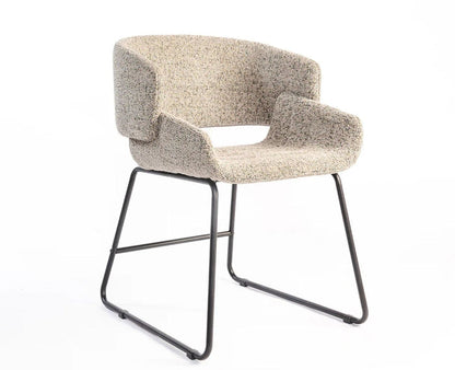 Optrion Wave Dining Chair – Modern Upholstered Dining Chair for Home & Café Textured Taupe