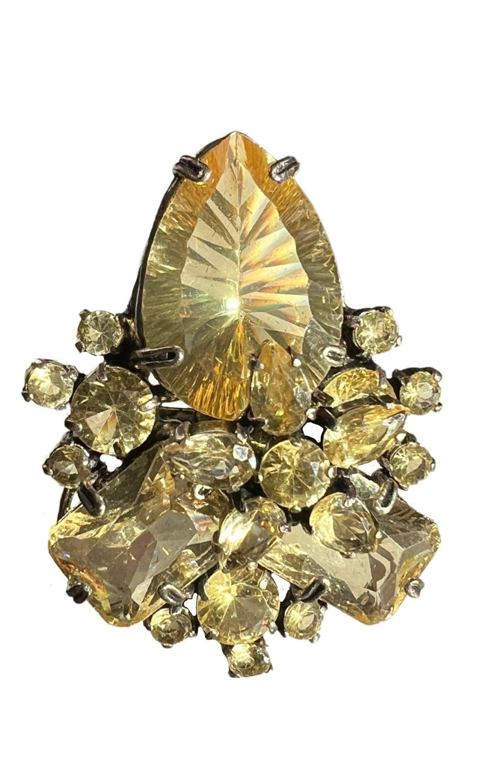 BCBGMAXAZRIA Oversized Yellow Crystals Ring - Runway Catalog