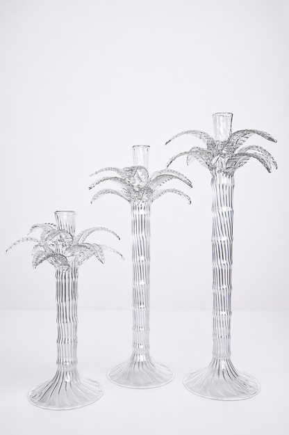 Palm Tree Glass Candle Holder