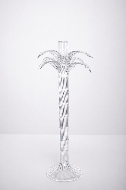 Palm Tree Glass Candle Holder