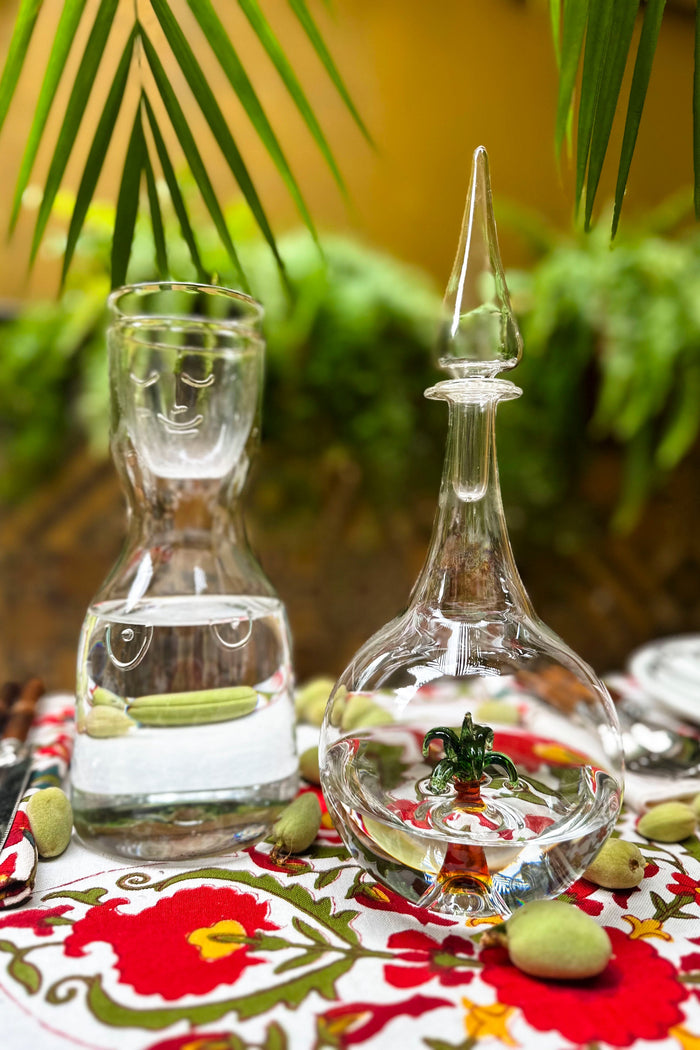 Palm Tree Glass Carafe