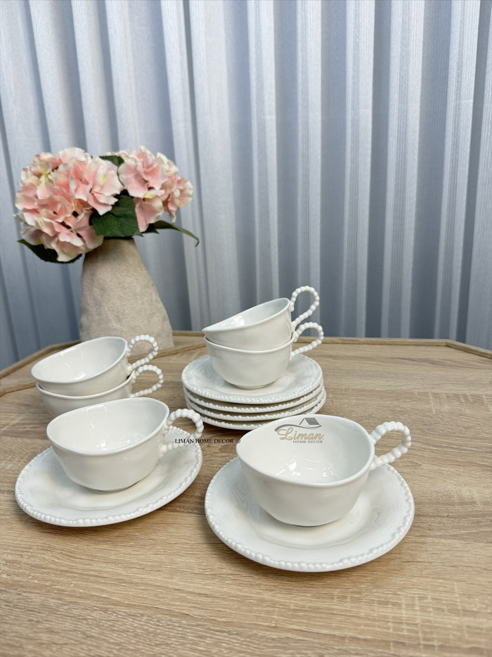 BVR Parel Koffieset 12 Delig | 6 Persoons Wit