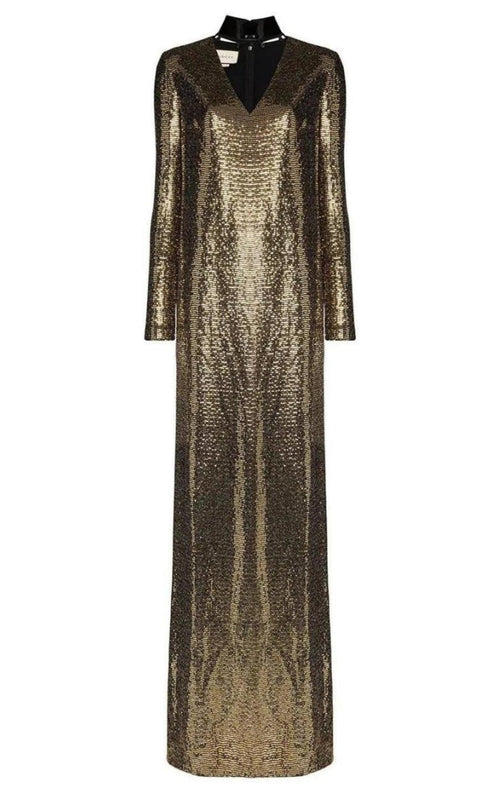 Gucci Patent Choker Chainmail Gown - Runway Catalog