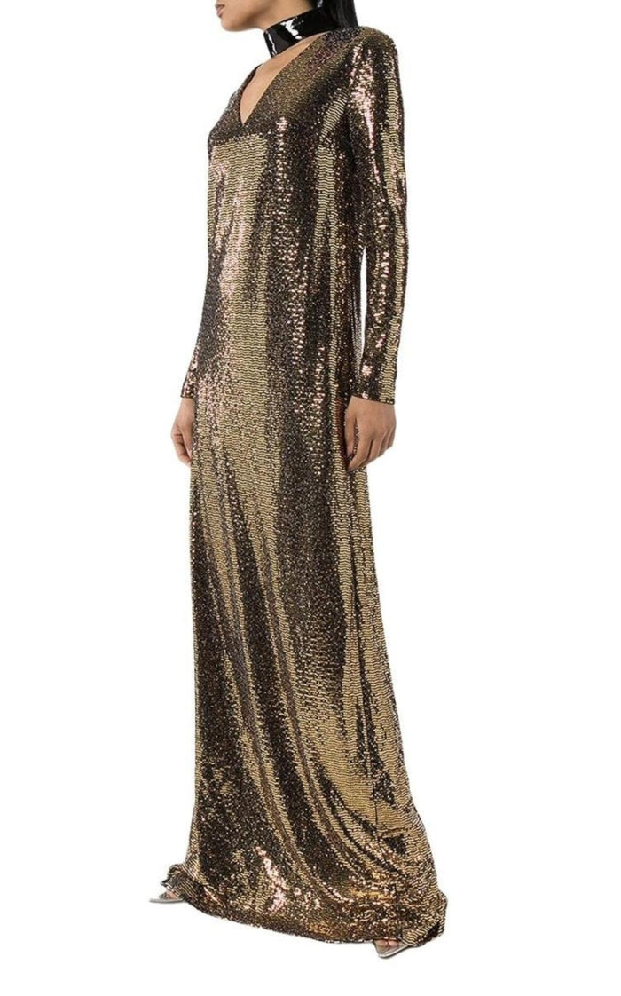 Gucci Patent Choker Chainmail Gown - Runway Catalog