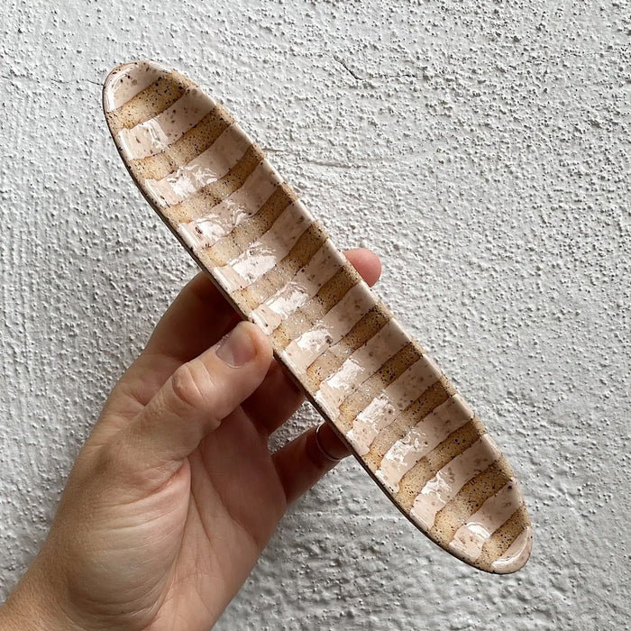 Peach Striped Narrow Tray