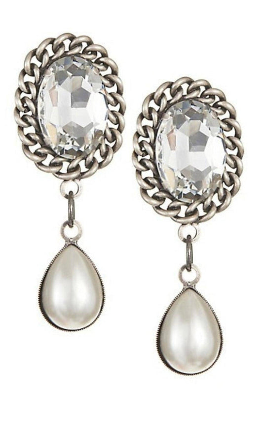 Alessandra Rich Pearl Drop Clip - On Earrings - Runway Catalog