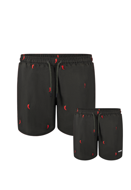 Pepper Print Father & Son Swim Trunks