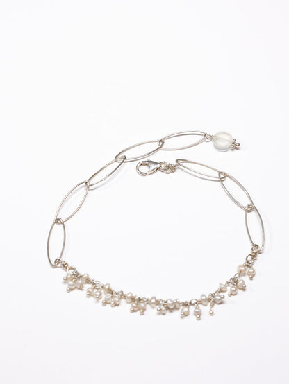 Petite fringe pearl nh bracelet in sterling silver