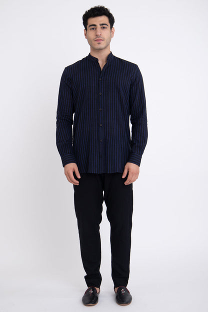 Philippe Muslin Black & Blue Shirt