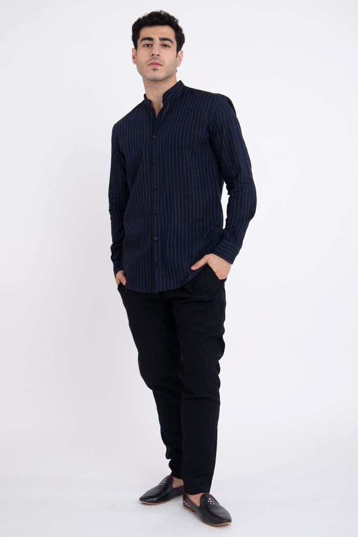 Philippe Muslin Black & Blue Shirt
