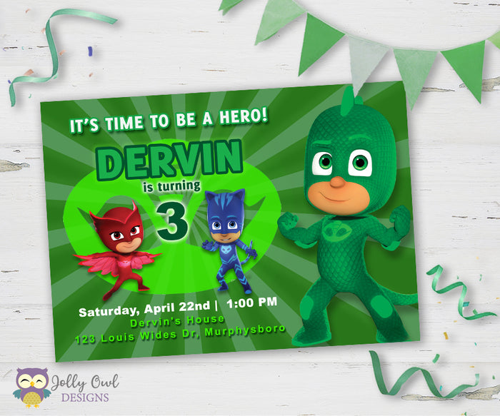 PJ Masks Birthday Party Invitation