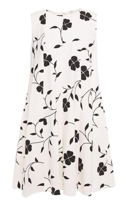 Oscar de la Renta Pleated Floral - print Grain De Poudre Dress - Runway Catalog