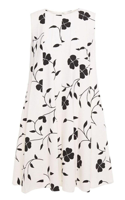 Oscar de la Renta Pleated Floral - print Grain De Poudre Dress - Runway Catalog