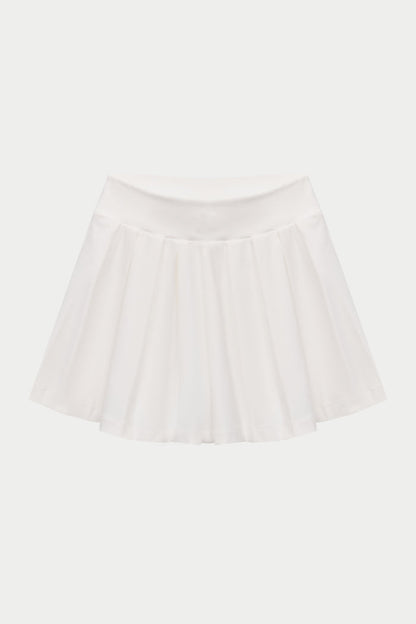 PLEATED SCULPTING STRETCH MINI SKORT - WHITE