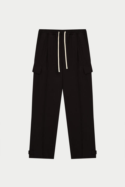 PLEATED WIDE LEG TROUSER - BLACK