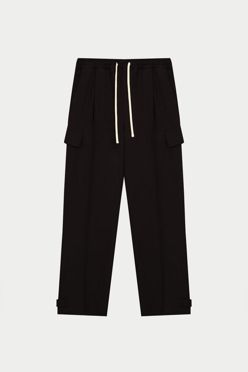 PLEATED WIDE LEG TROUSER - BLACK