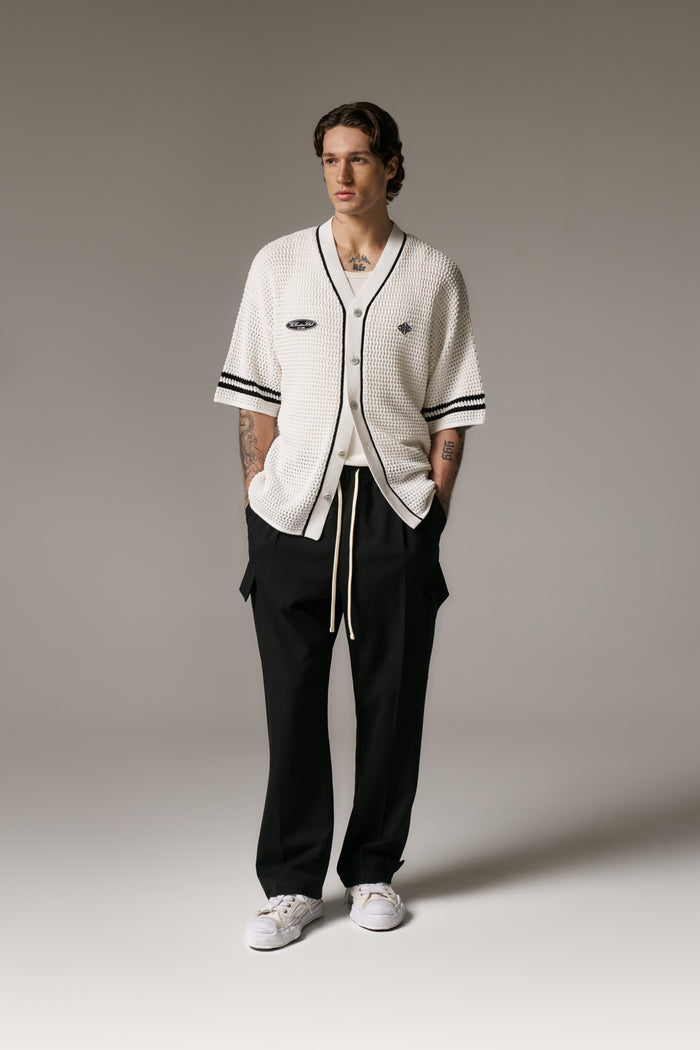 PLEATED WIDE LEG TROUSER - BLACK