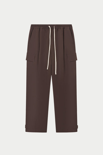 PLEATED WIDE LEG TROUSER - CHOCOLATE