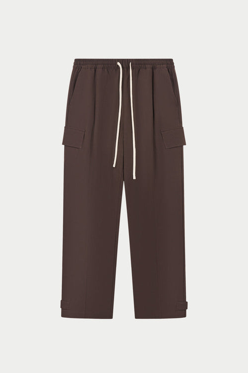 PLEATED WIDE LEG TROUSER - CHOCOLATE