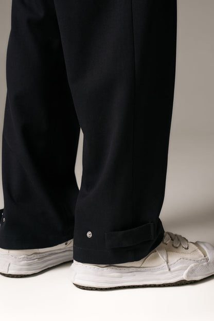 PLEATED WIDE LEG TROUSER - NAVY