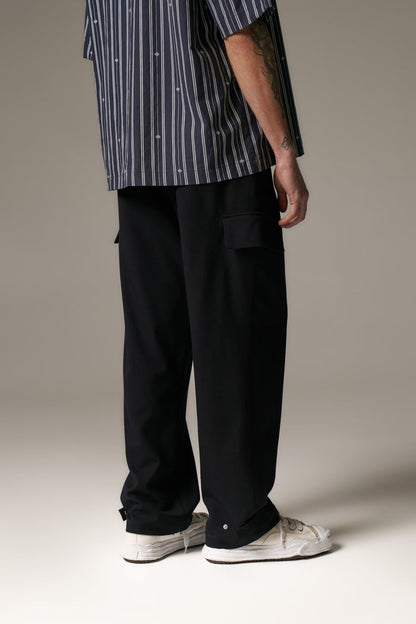 PLEATED WIDE LEG TROUSER - NAVY