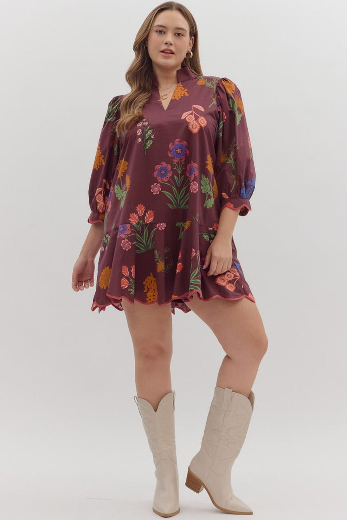 entro plus size plum floral fall dress full body
