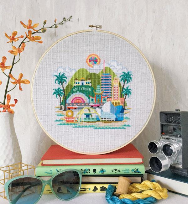 Pretty Little Los Angeles Cross Stitch Pattern-Stitched Modern