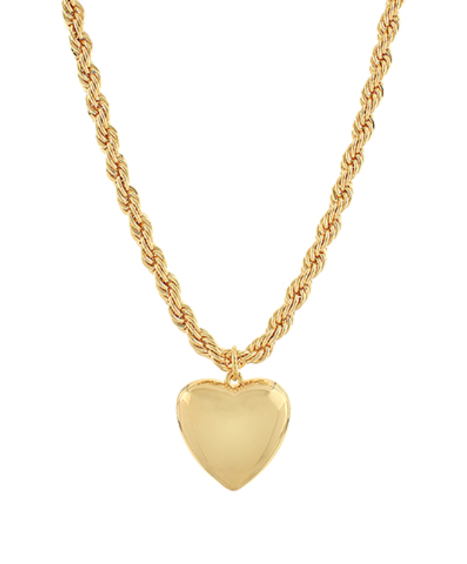 puffy heart chain necklace