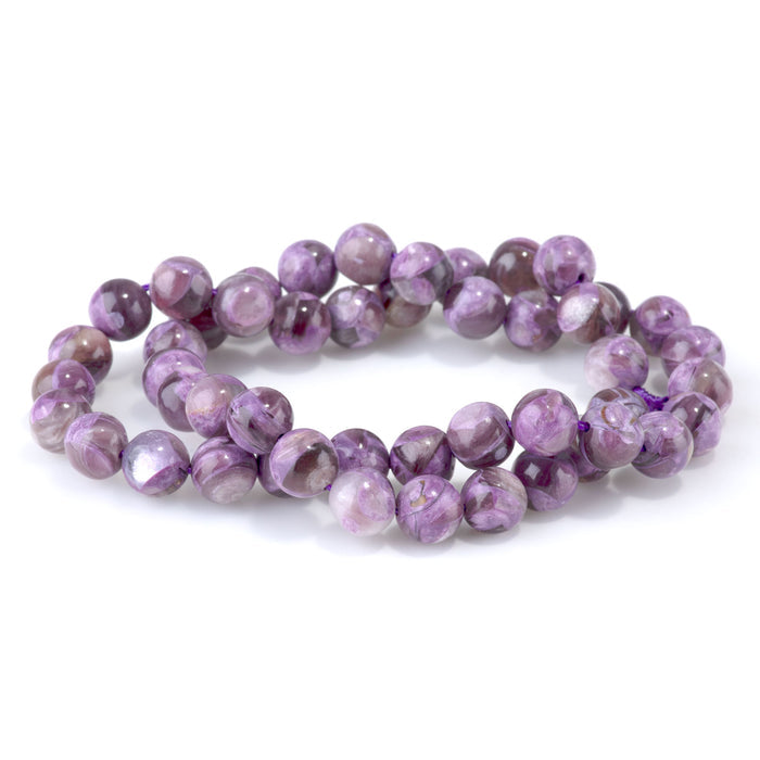 This is a Dakota Stones 8mm Purple Mica Muscovite Gemstone strand with round beads in 15-16 inch strand.