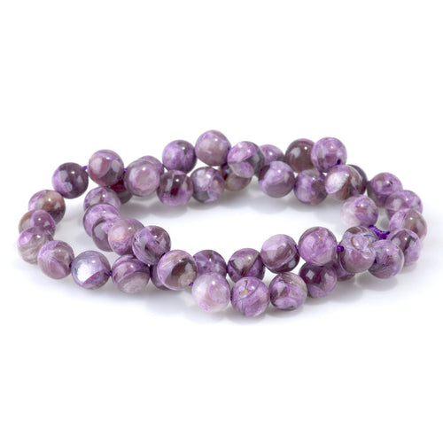 This is a Dakota Stones 8mm Purple Mica Muscovite Gemstone strand with round beads in 15-16 inch strand.