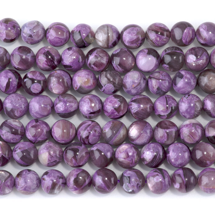 This is a Dakota Stones 8mm Purple Mica Muscovite Gemstone strand with round beads in 15-16 inch strand.