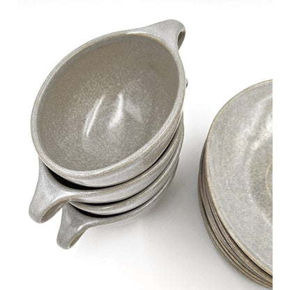 Raymor by Roseville Serveware RARE Raymor Roseville Beach Gray Cup/Saucer Set of 8 Ben Seibel 1952-1954