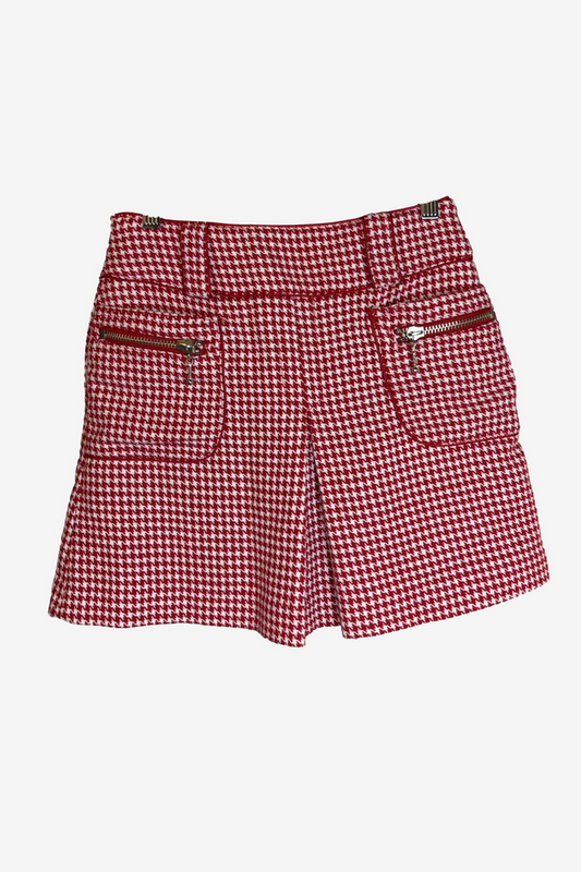 Red Houndstooth Mini Skirt