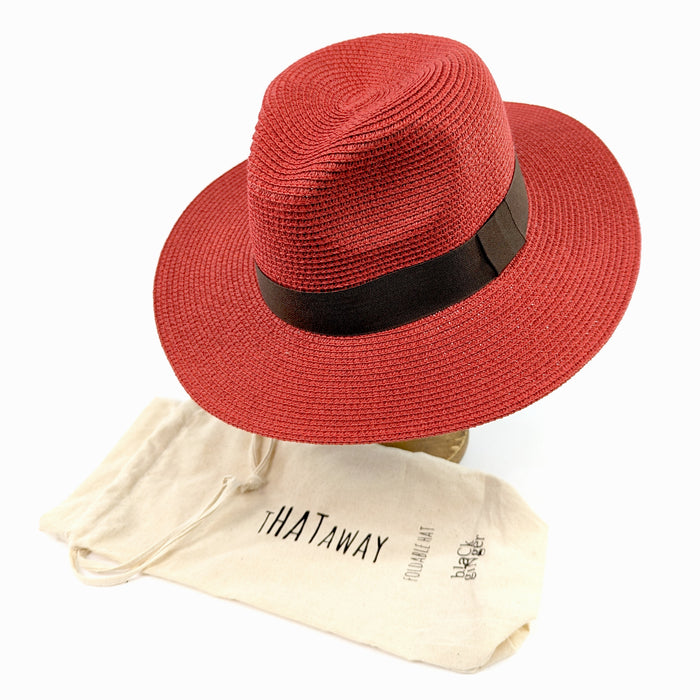 Red Panama Folding Hat (59cm)