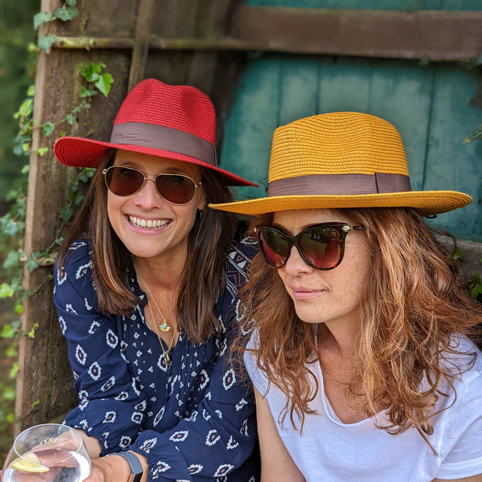 Red Panama Folding Hat (59cm)