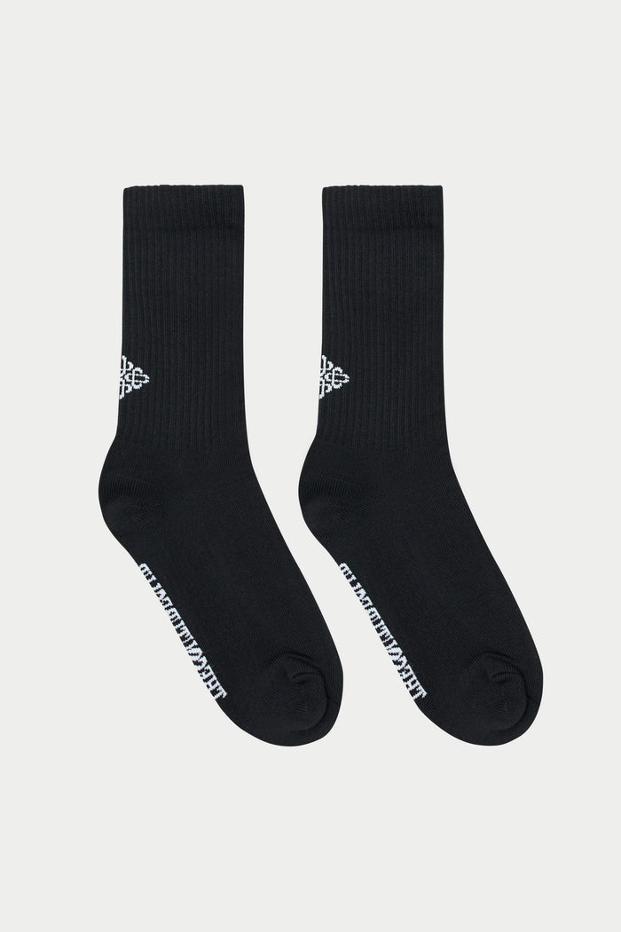 REVERSE EMBLEM COPYRIGHT SOCKS - BLACK