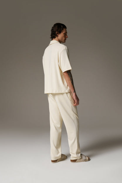 RIBBED TROUSERS - OFF WHITE