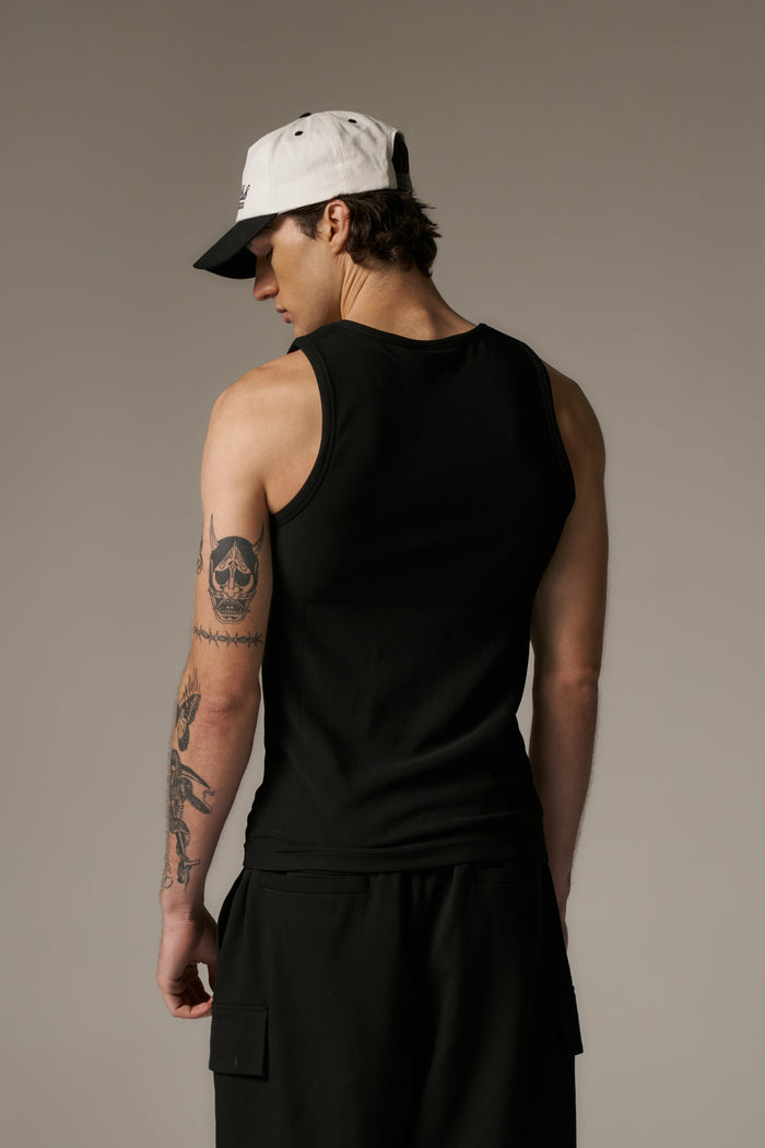 RIBBED VEST - BLACK