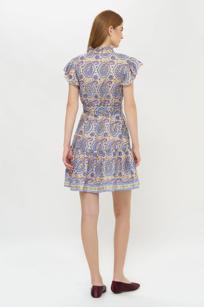 Ruffle Collar Button Mini- Izmir Blue