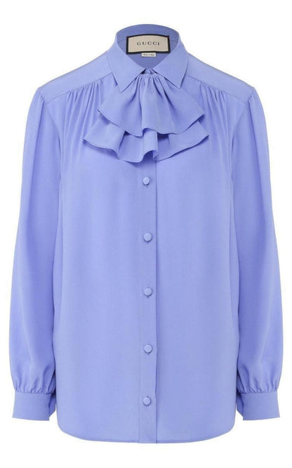 Gucci Ruffle - neck Silk Blouse - Runway Catalog