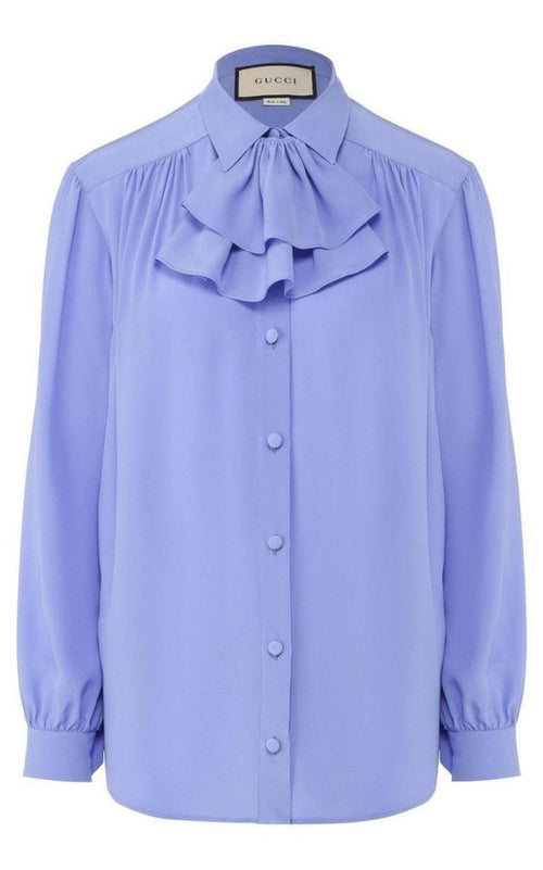 Gucci Ruffle - neck Silk Blouse - Runway Catalog