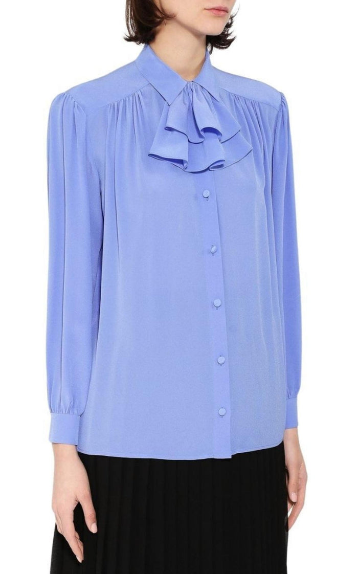 Gucci Ruffle - neck Silk Blouse - Runway Catalog