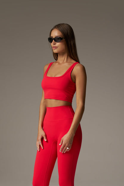 SCULPTING STRETCH EMBLEM SPORTS BRA - RED