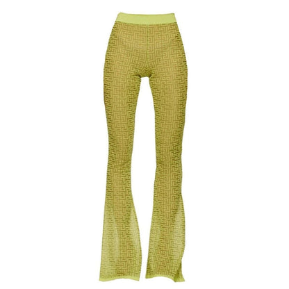 Balmain Semi - sheer Monogram Pattern Flared Pants - Runway Catalog