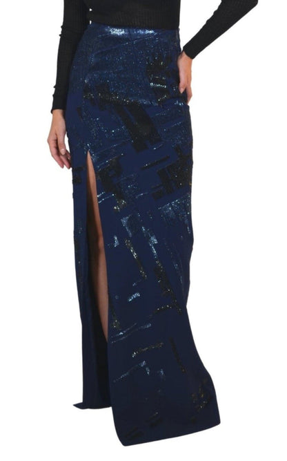 Mugler Sequins Embellished Blue Maxi Skirt - Runway Catalog