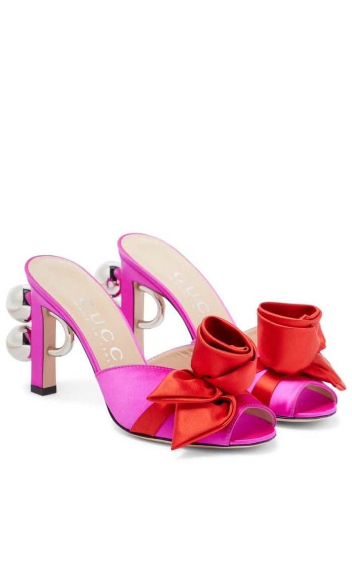Gucci Shawana Satin Flower Mules in Pink - Runway Catalog